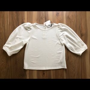 Green Envelope Blouse in white.